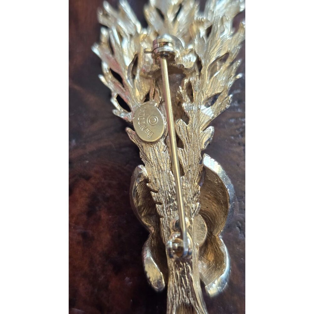 De Nicola Brooch Wheat / Palm Bundle Brushed Gold Tone  Vintage Classic - Picture 3 of 3